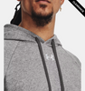 Clearance - Under Armour 1379757 Men's Rival Fleece Hooded Sweatshirt | Castlerock Light Heather/White
