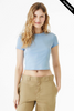 Clearance - Bella+Canvas 1010 Ladies' Micro Ribbed Baby Tee | Solid Baby Blue Blend
