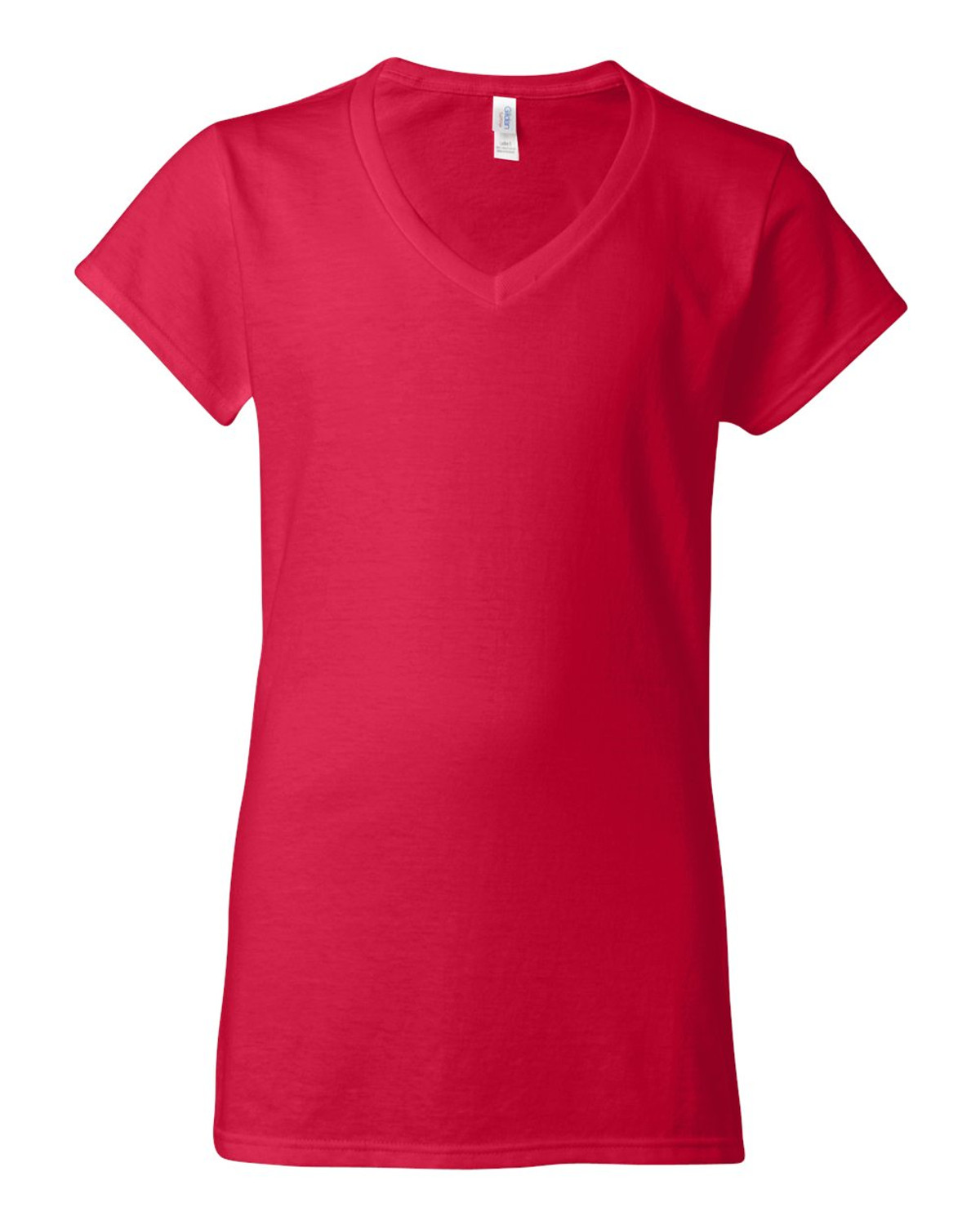 Plus Size Seamless Ribbed Knit V Neck Tee - Red