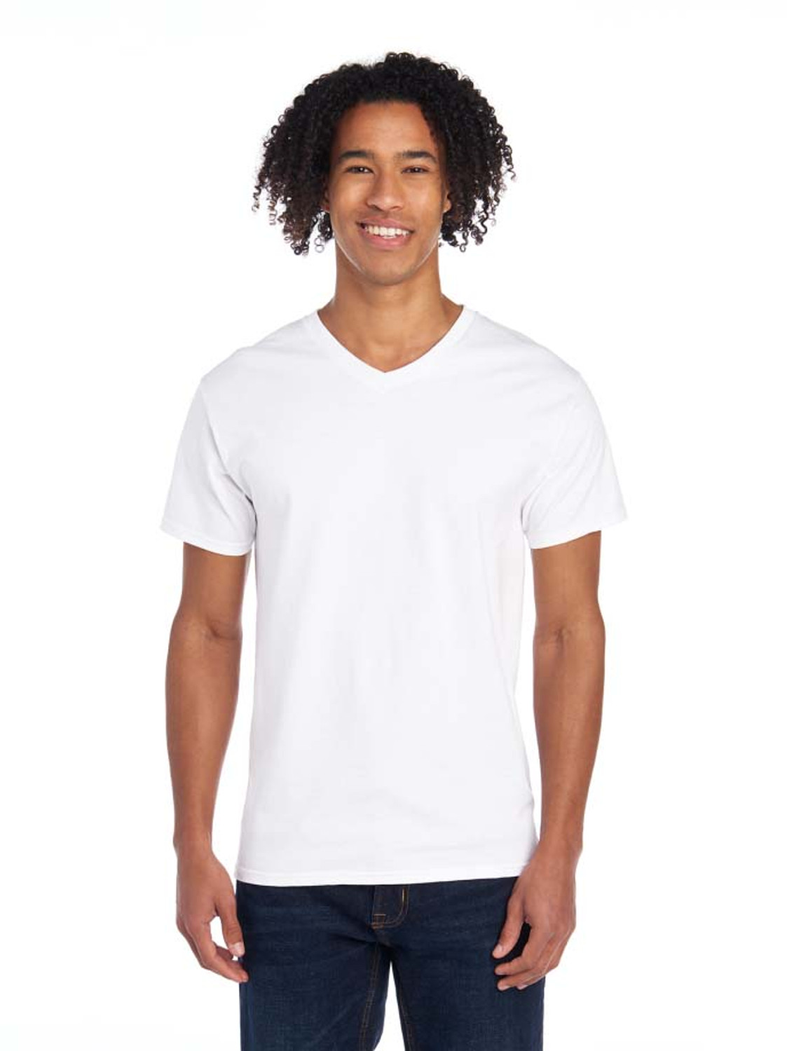 White fruit of the loom select v-neck t deals shirt