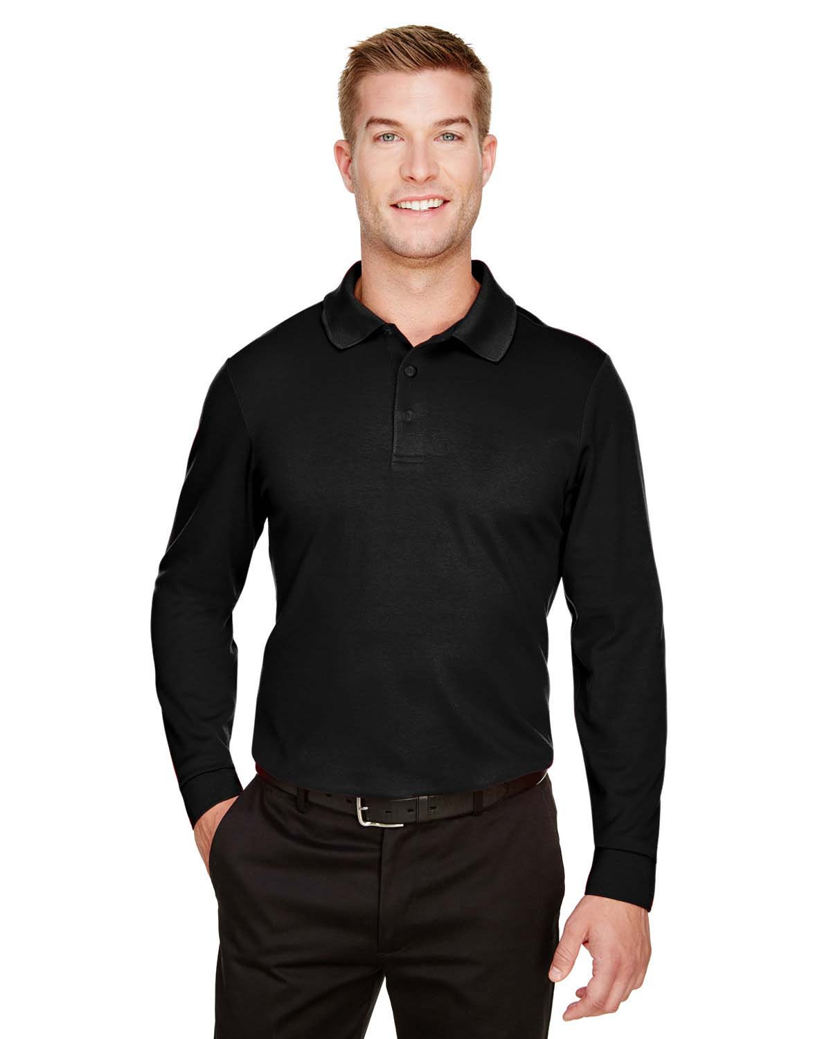 Devon & Jones DG20L Men's CrownLux Performance Plaited Long-Sleeve Polo  Shirt