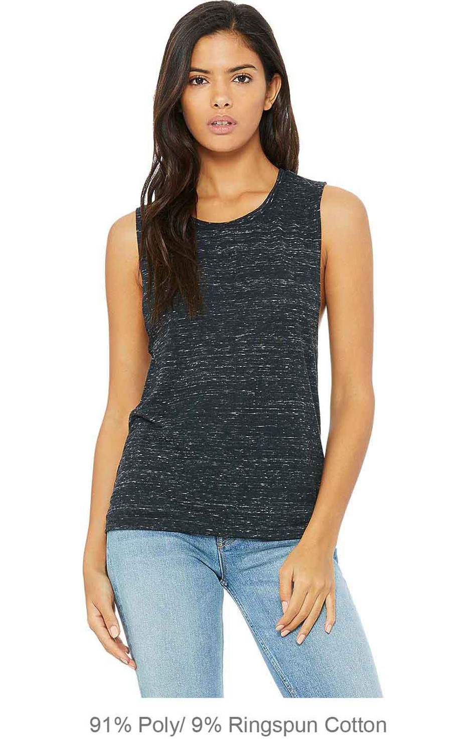 Plain Women's Flowy Tank Top (Black) - B-WEAR