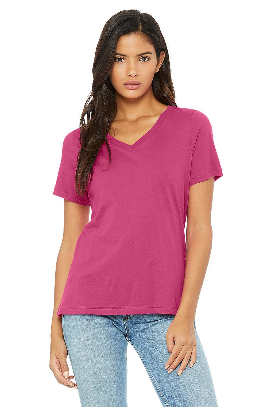 Bella Girls Missy's Relaxed Jersey Short-Sleeve V-Neck T-Shirt - Team Purple 2XL