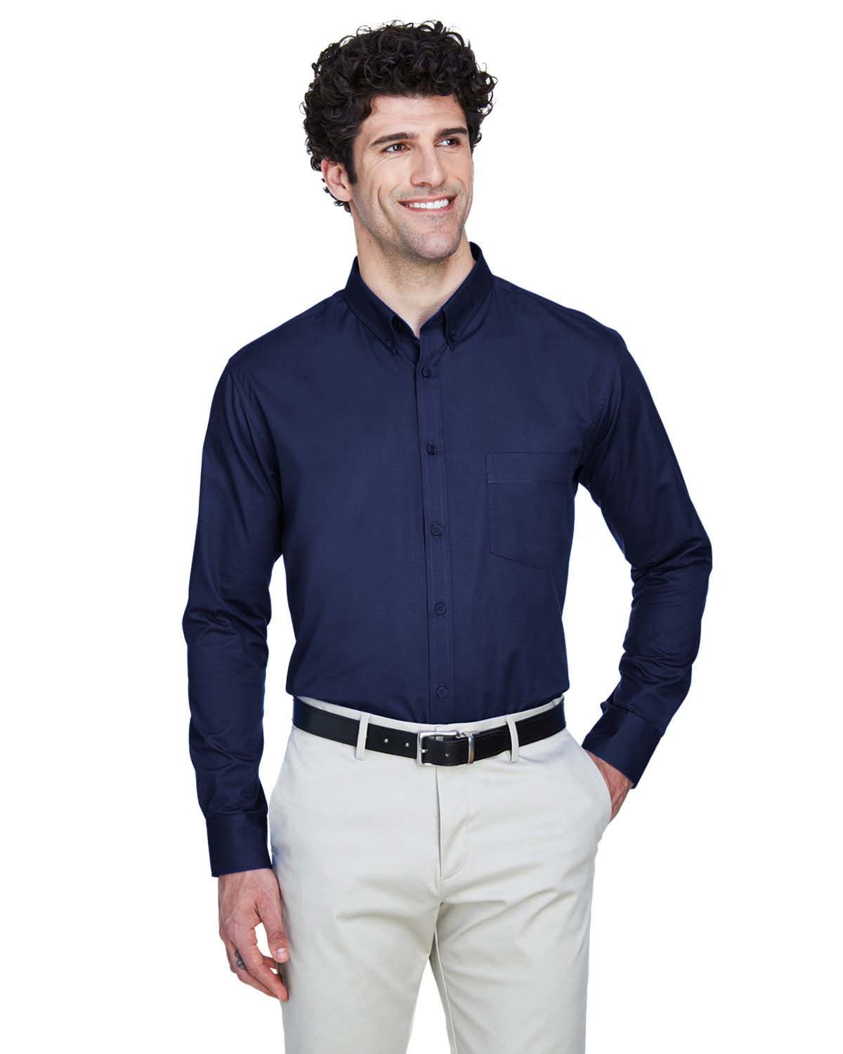 Harriton Ladies' Foundation 100% Cotton Long-Sleeve Twill Shirt with  Teflon™