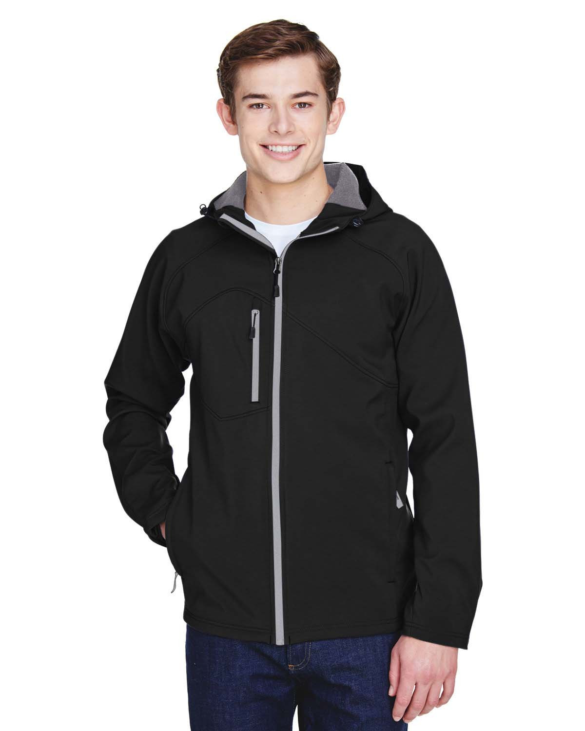 North End 88166 Two-Layer Fleece Bonded Soft Shell Hooded Jacket