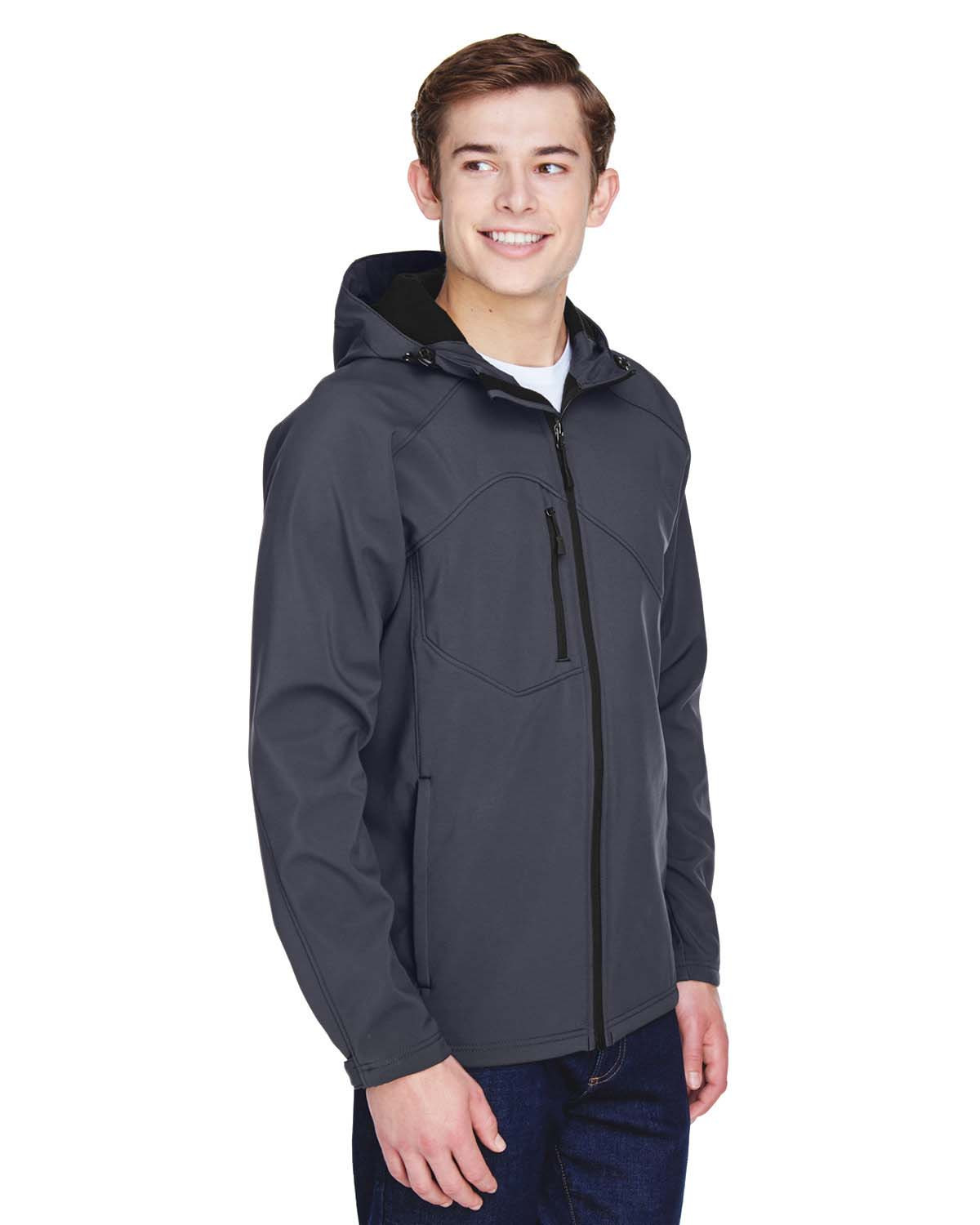 North End 88166 Two-Layer Fleece Bonded Soft Shell Hooded Jacket 