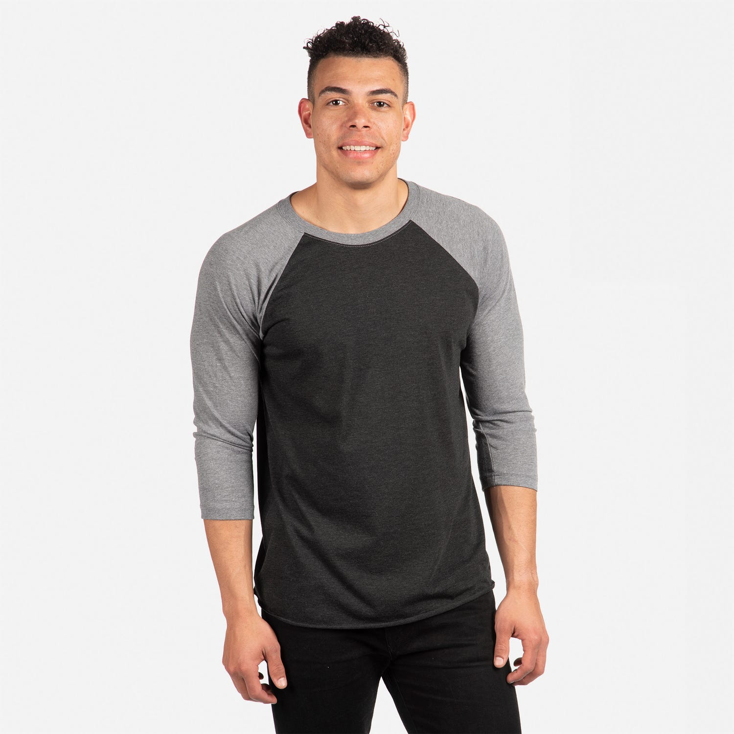 3/4 Sleeve Scoop Neck Top - Black