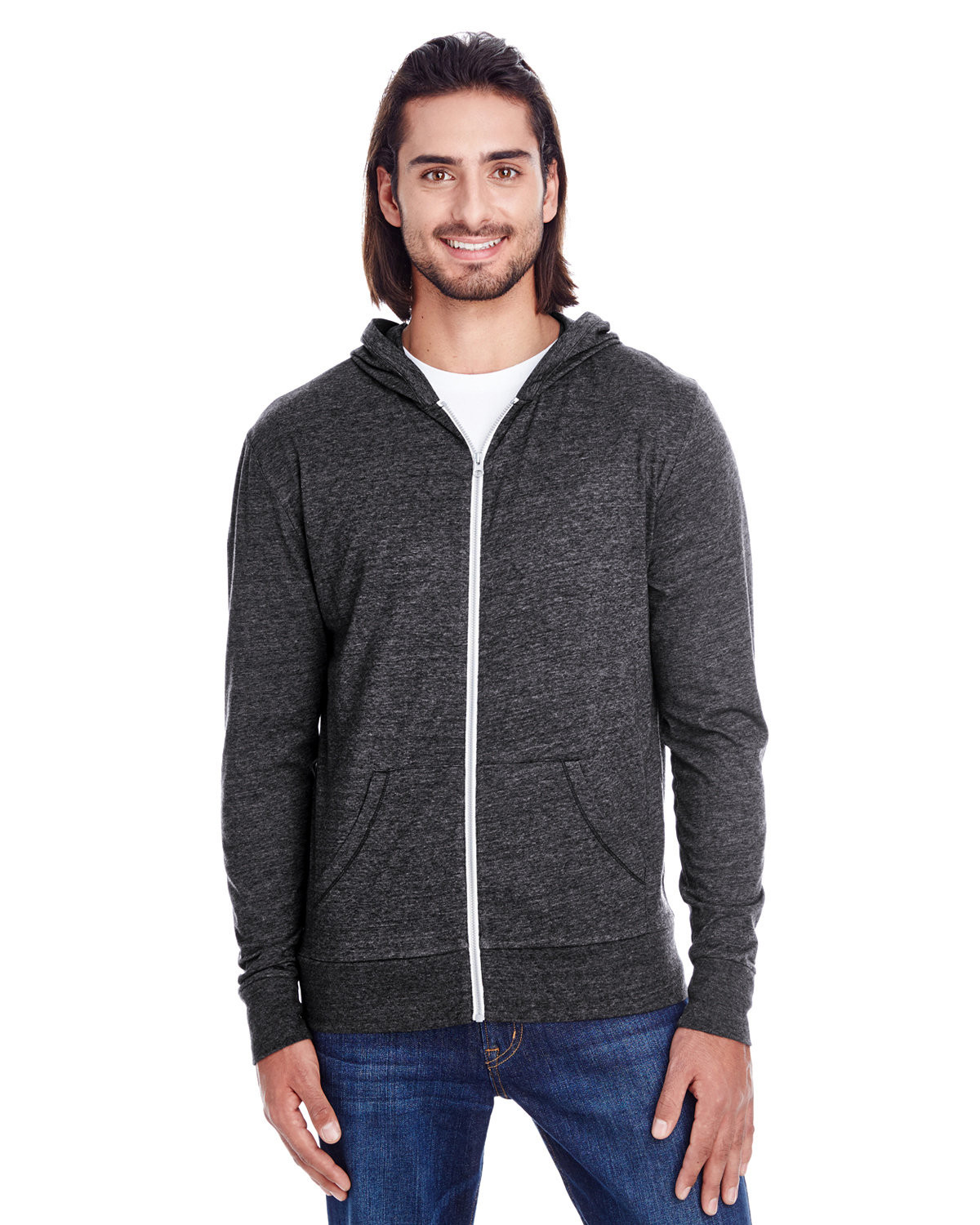 Threadfast 302Z Unisex Triblend Full-Zip Light Hoodie