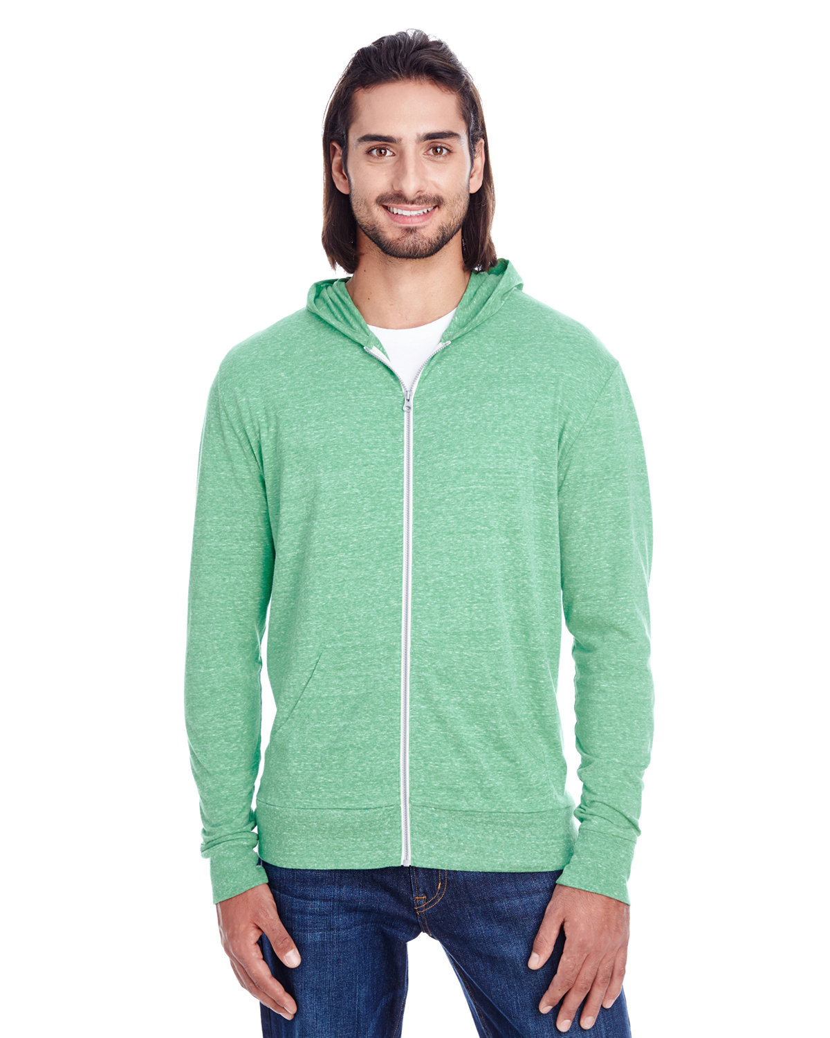 Threadfast 302Z Unisex Triblend Full-Zip Light Hoodie 