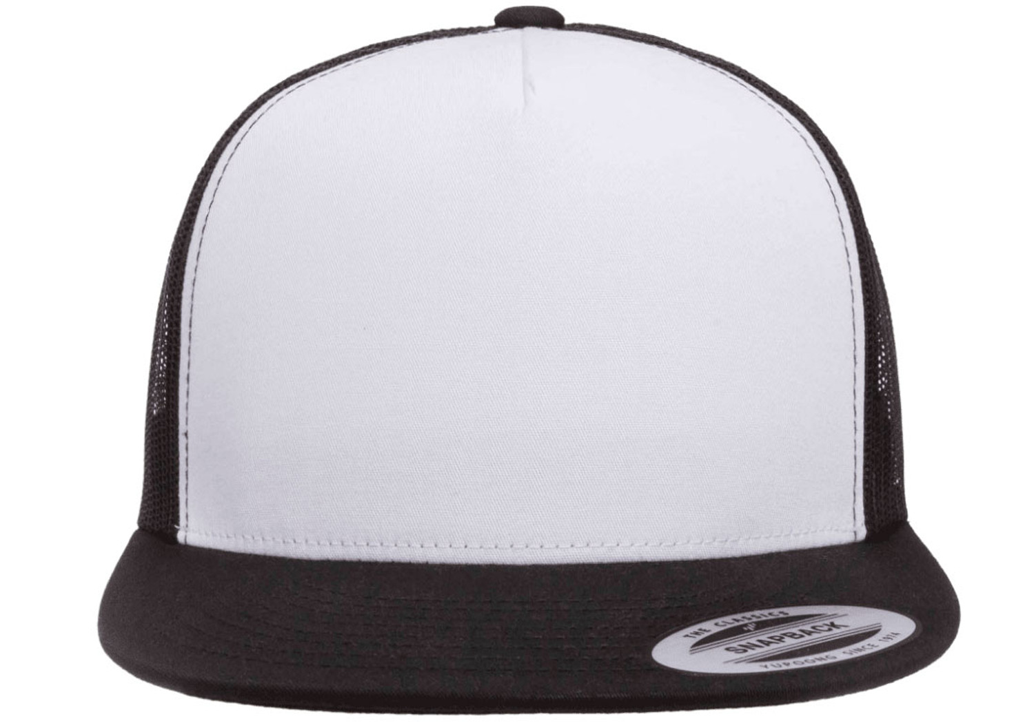 Yupoong 6006W adult Classic Trucker with White Front Panel Cap Black/ Wht / Blk