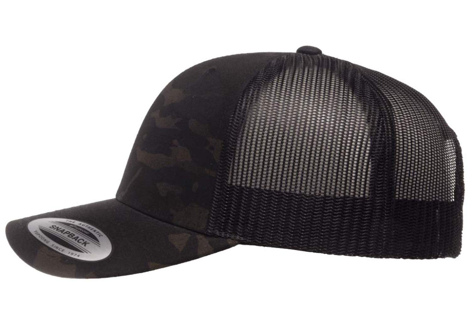 TOYOTA Circle Retro Racing Stripes Black Multicam Snapback Trucker Hat With  (Topographic Design) Under Flat Brim