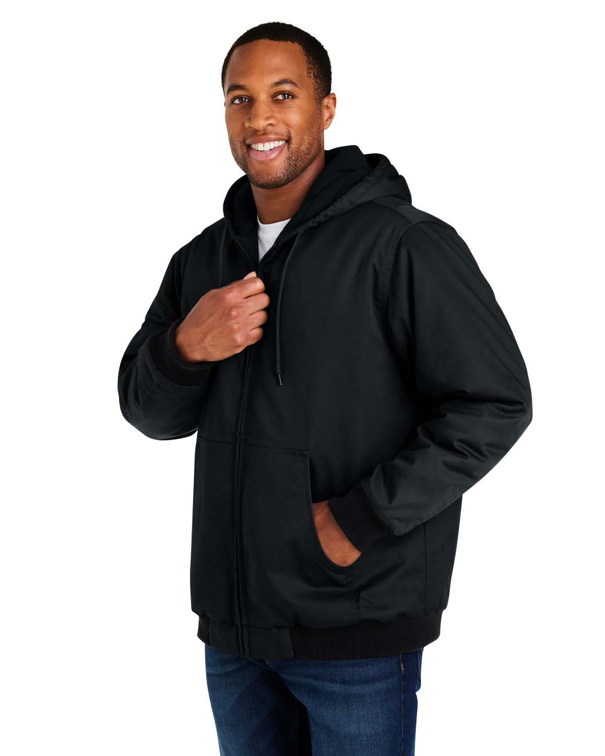 heve クラウドブルゾン ブラック Harriton M722T Men's Tall ClimaBloc® Heavyweight Hooded Full-Zip