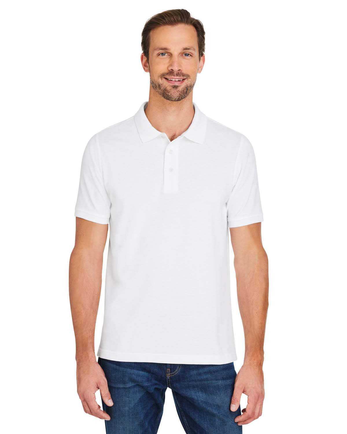 Harriton Men’s Classic Polo Shirt - 100% Ringspun Cotton Pique, Horn Buttons, Casual & Comfortable Fit