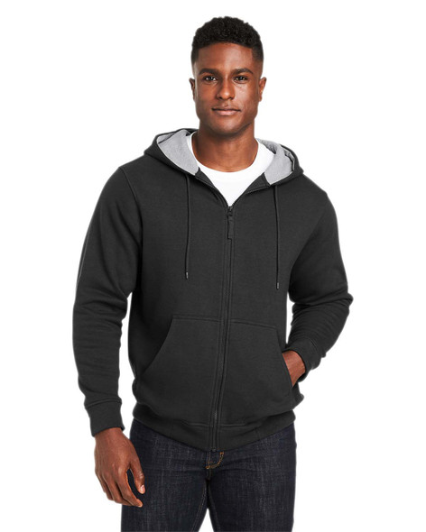 Harriton M711 ClimaBloc™ Lined Heavyweight Hooded Sweatshirt | Black