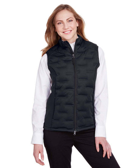 North End NE709W Ladies' Pioneer Hybrid Vest | Black/ Black/ Carbon