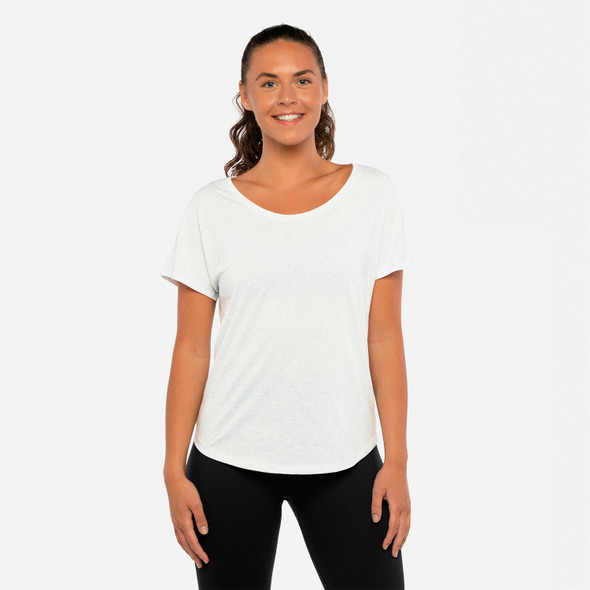 Next Level 6760 Ladies' Triblend Dolman Shirt | Heather White