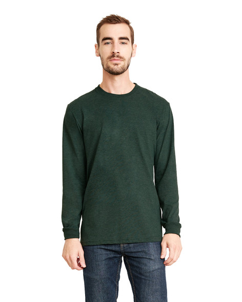 Next Level 6411 Unisex Sueded Long-Sleeve Crew Shirt | Heather Forest Green