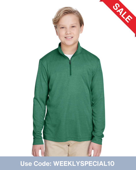 Team 365 TT31HY Youth Zone Sonic Heather Performance Quarter-Zip Athletic Shirt