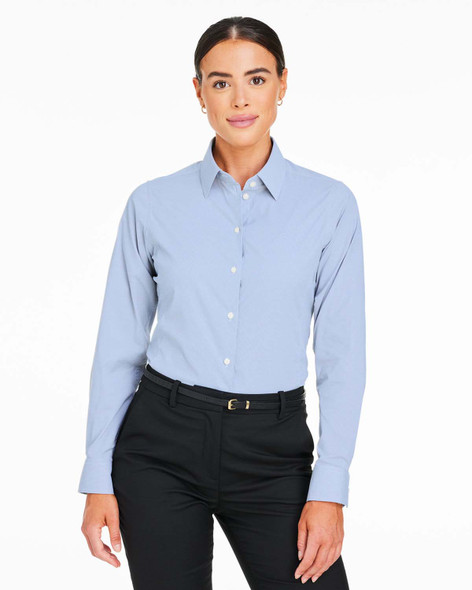 Devon & Jones DG537W Crownlux Performance® Ladies' Microstripe Shirt | French Blue/White