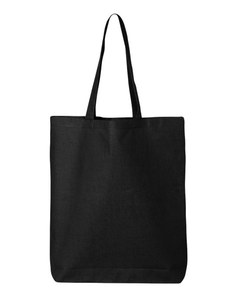 Q-Tees QTBG Cotton Gusseted Economical Tote | Black