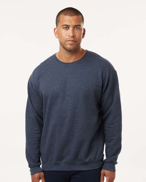 M&O 3340 Unisex Fleece Crewneck Sweatshirt | Heather Navy