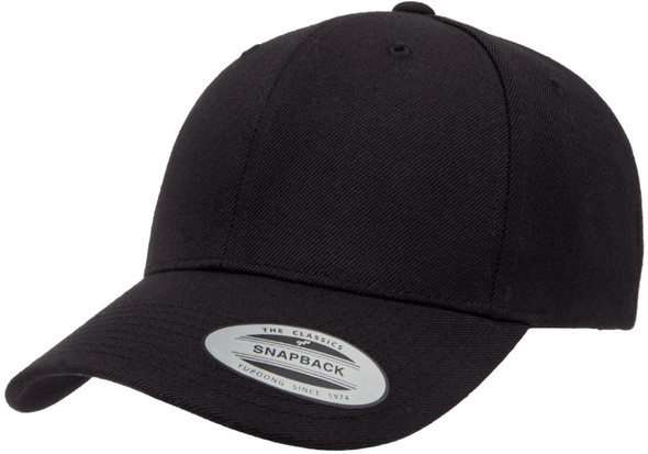 Yupoong 6789M Premium Curved Snapback Cap | Black