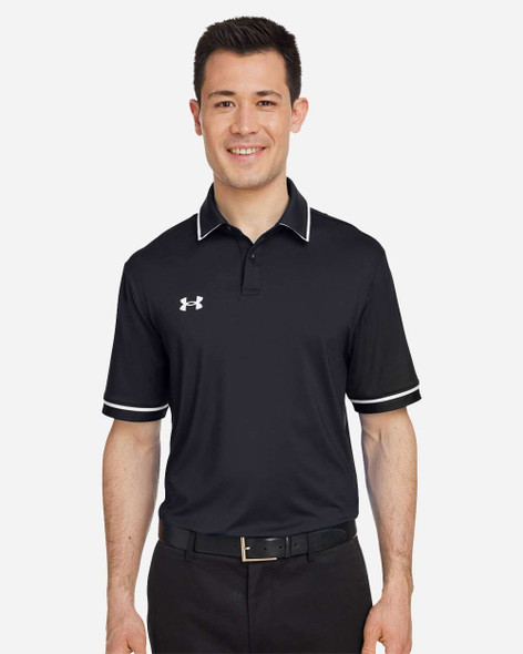 Under Armour 1376904 Tipped Teams Performance Polo | Black/ White