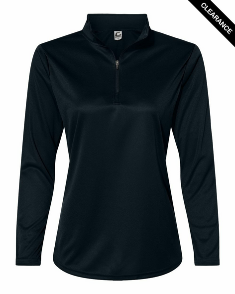 Clearance - C2 Sport 5602 Women's Quarter-Zip-Pullover Sweatshirt | Black