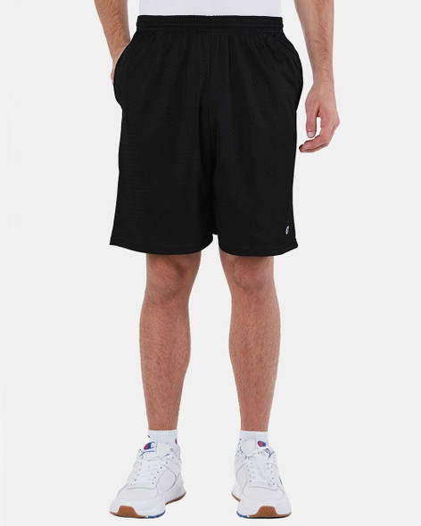 Champion S162 Unisex Polyester Mesh 9" Shorts with Pockets | Black