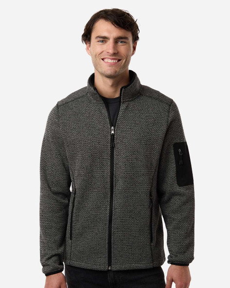 North End NE730 Men's Jasper Full-Zip Fleece Jacket | Black/ Grey