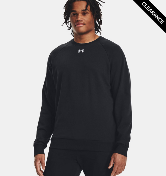 Clearance - Under Armour 1379755 Men's Rival Fleece Sweatshirt | Black/White