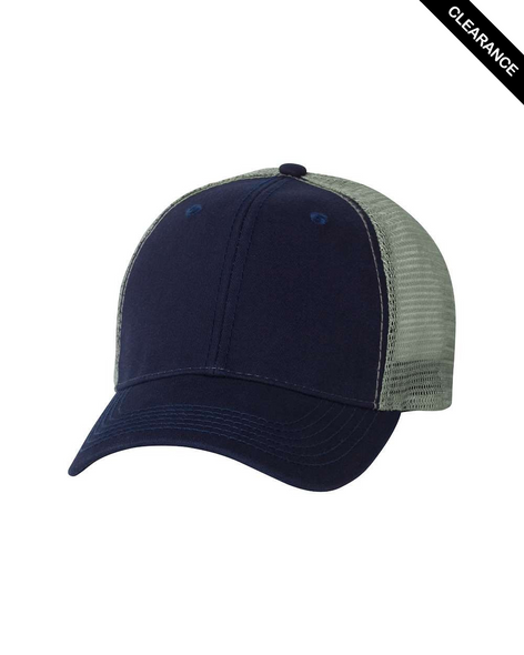 Clearance - Valucap AH80 Bio-Washed Trucker Cap | Navy/ Grey