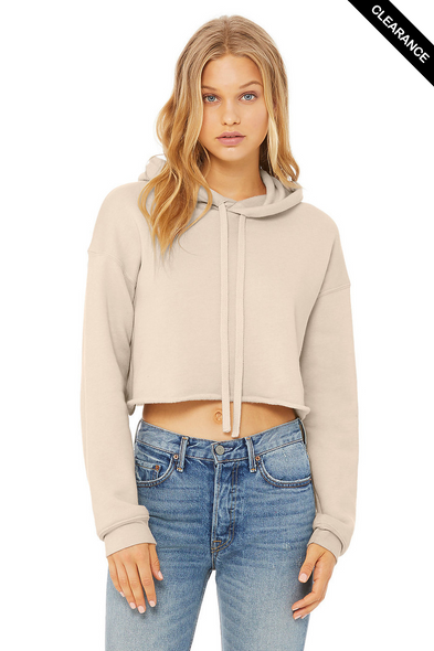 Clearance - BELLA + CANVAS 7502 Women's Crop Fleece Hoodie | Heather Dust
