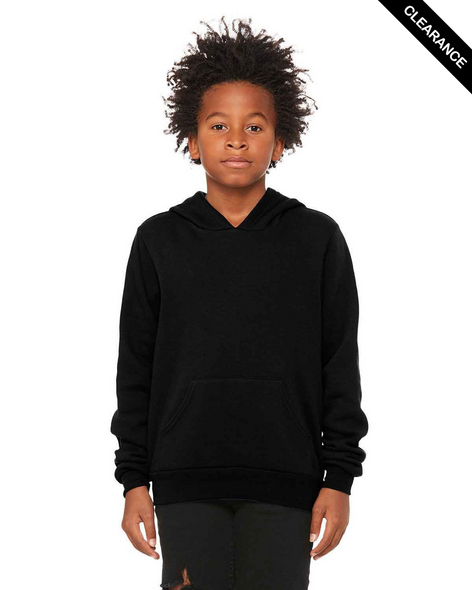 Clearance - Bella + Canvas 3719Y  Youth Sponge Fleece Pullover Hooded Sweatshirt | Black