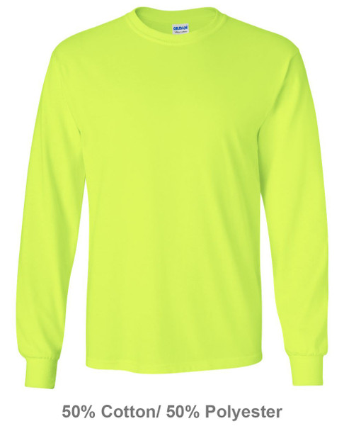 Gildan G240 Ultra Cotton® 6 oz. Long-Sleeve T-Shirt | Safety Green
