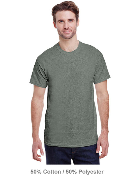 Gildan 5000 Heavy Cotton T shirt | Heather Military Green