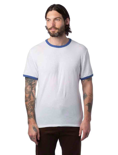 Alternative Apparel 5103BP Unisex Vintage Jersey Keeper Ringer T-Shirt | White/ Vintage Royal