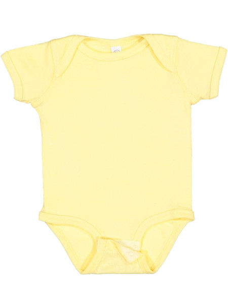 Rabbit Skins 4400 Infant Baby Rib Lap Shoulder Onesie | Banana