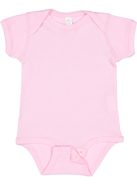 Rabbit Skins 4400 Infant Baby Rib Lap Shoulder Onesie | Pink