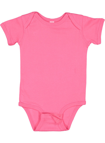 Rabbit Skins 4400 Infant Baby Rib Lap Shoulder Onesie | Hot Pink