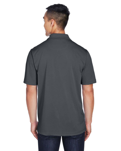 Harriton M345 Snap Placket Performance Polo Shirt | Dark Charcoal