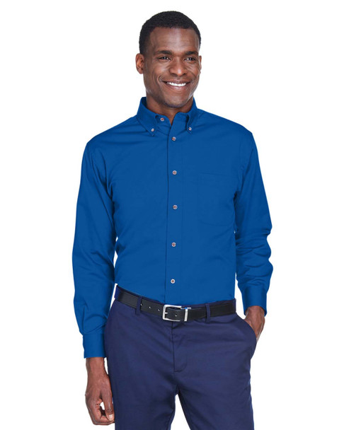 Harriton M500 Easy Blend Long-Sleeve Twill Shirt with Stain-Release | French Blue