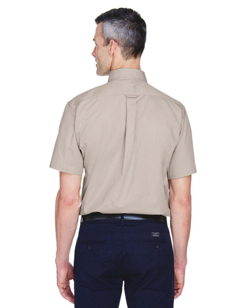 Harriton M500S Easy Blend Short-Sleeve Twill Shirt with Stain-Release | Stone