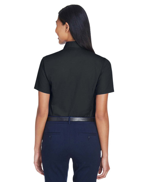 Harriton M500SW Easy Blend Short-Sleeve Twill Shirt with Stain-Release | Black