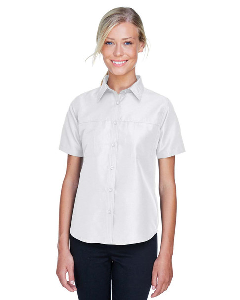 Harriton M580W Ladies' Key West Short-Sleeve Performance Staff Shirt | White
