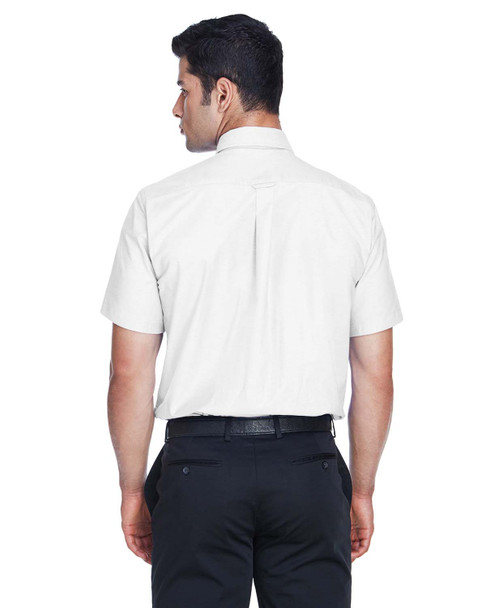 Harriton M600S Short-Sleeve Oxford Shirt with Stain-Release | White