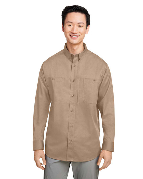 Harriton M585L Men's Advantage IL Long-Sleeve Workshirt | Khaki