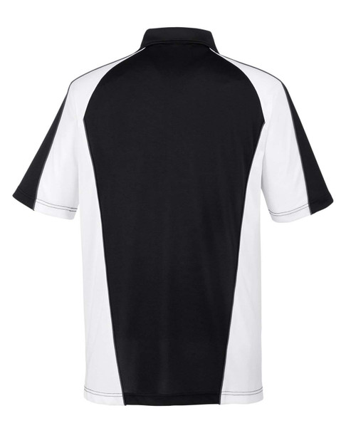 Harriton M385 Men's Advantage Snag Protection Plus IL Colorblock Polo Shirt | Black/ White/ Dark Charcoal