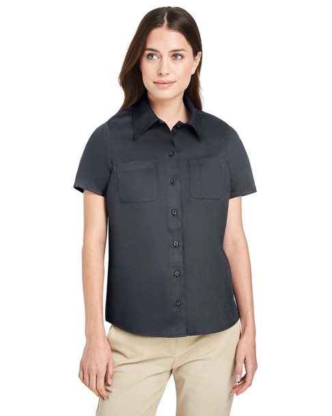 Harriton M585W Ladies' Advantage IL Short-Sleeve Work Shirt | Dark Charcoal