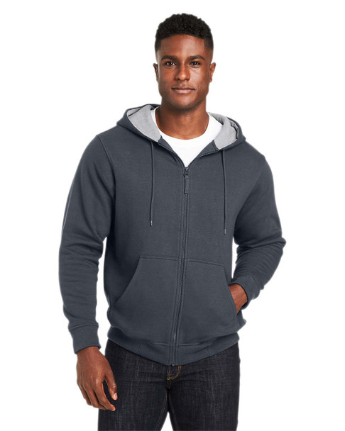 Harriton M711 ClimaBloc™ Lined Heavyweight Hooded Sweatshirt | Dark Charcoal